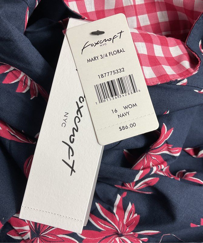 Foxcroft Floral Print Shaped Button Down Shirt Multicolor 16W