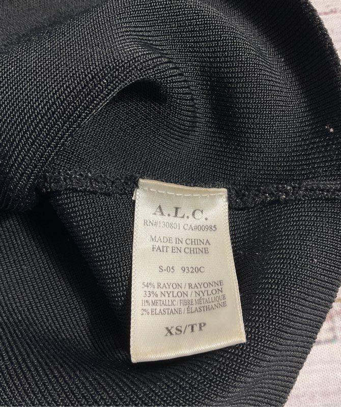 A.L.C. Women's Black Rayon Metallic Cropped Top Size XS