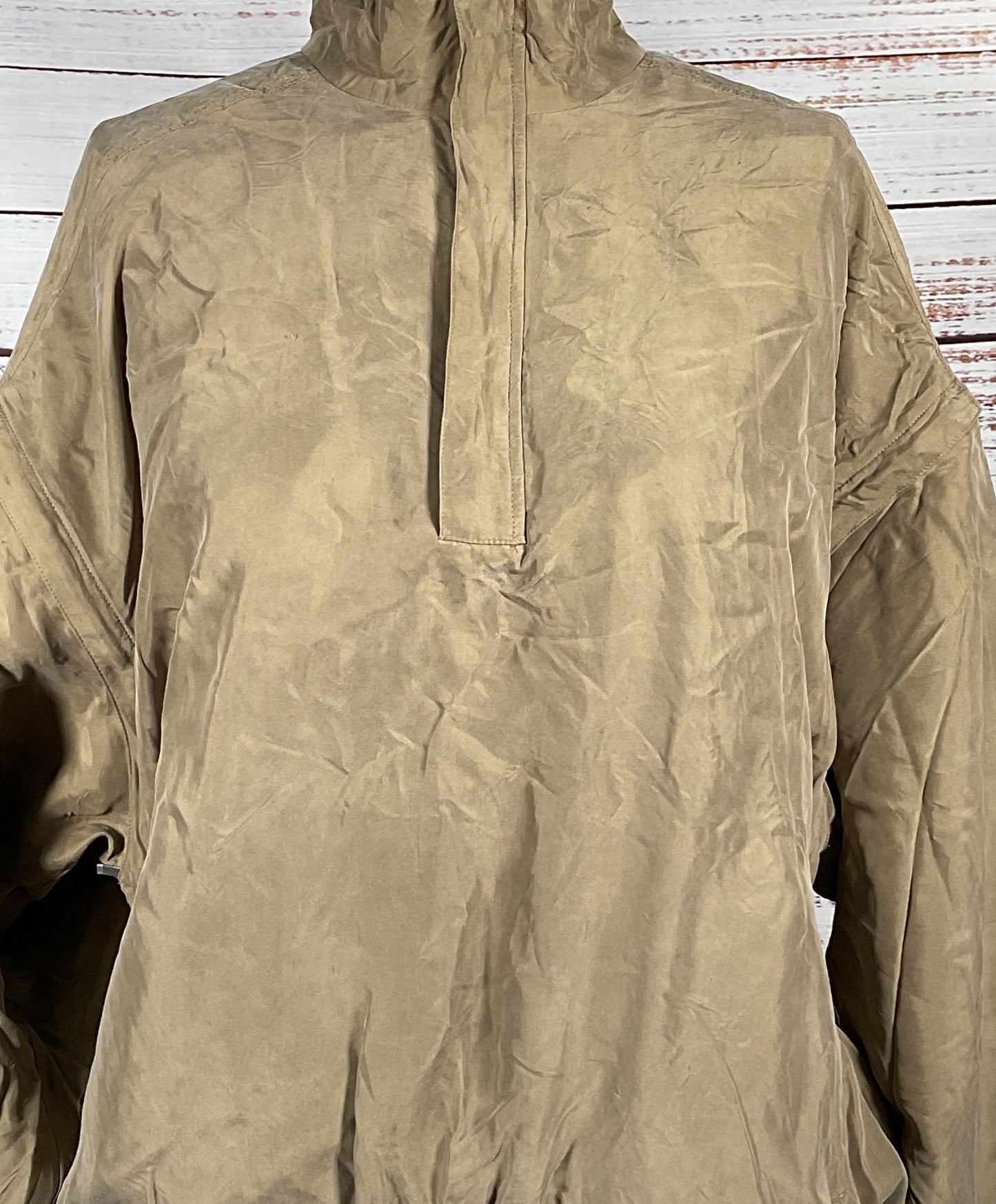 Bobby Chan Vintage Silk Quarter Zip Jacket Tan Large