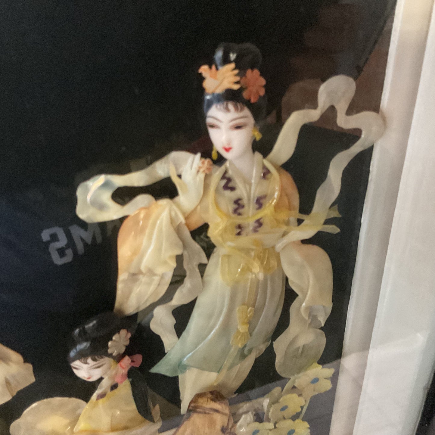 Set of 3 VTG. Asian Mother Of Pearl Framed Art Wall Hangings- 32" x 12.75"
