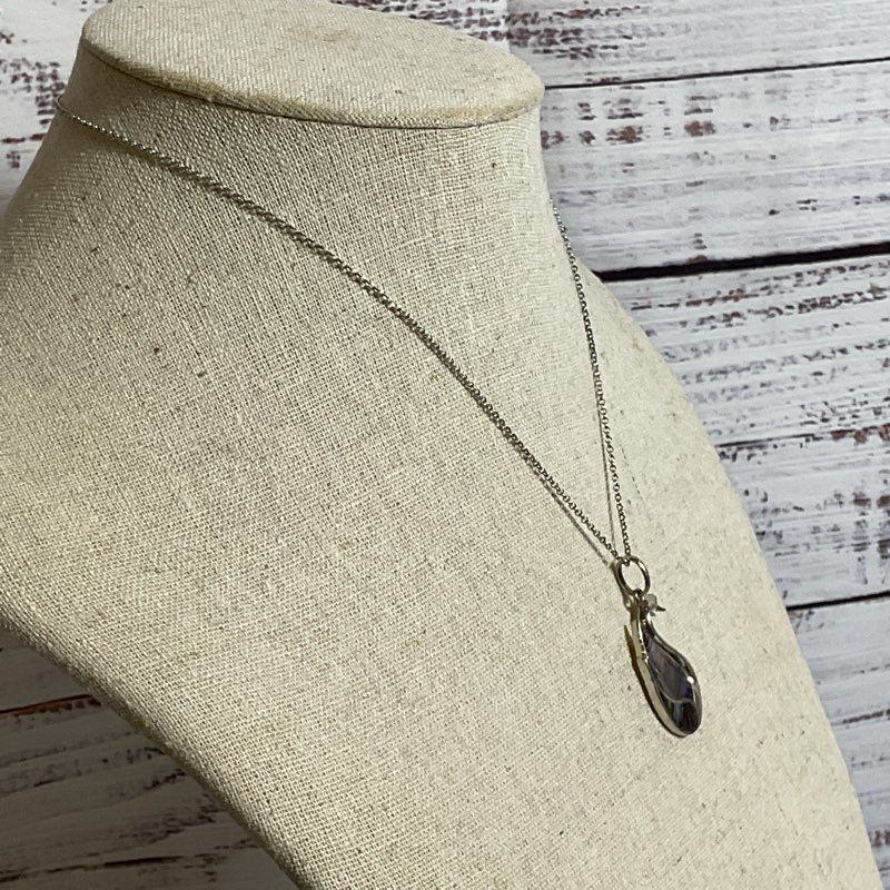 STARBORN Sterling Abalone Inlay 1.5" Swan Pendant 17" Chain Necklace- 7.04g