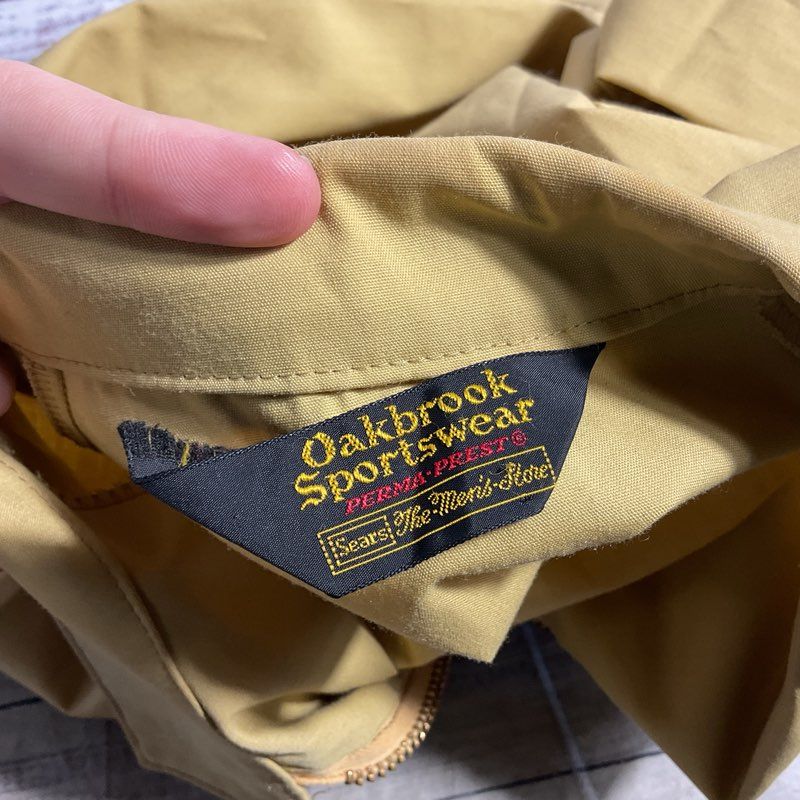 Oakbrook Sportswear Sears Roebuck Beige Full Zip Poplin Windbreaker Size in Desc