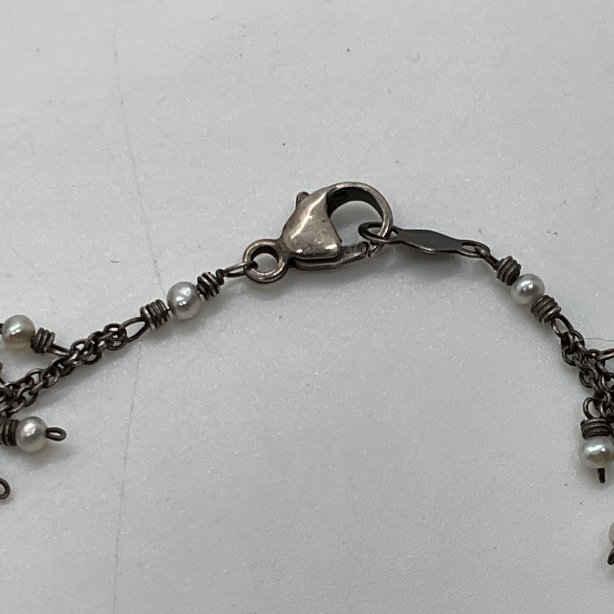STG Sterling Silver & Pearl Double Strand Bracelet- 2.46g