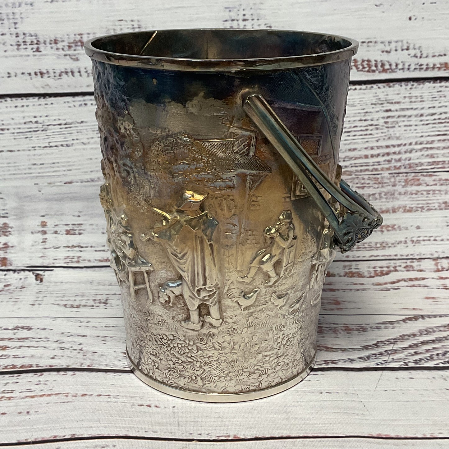 Hans Jensen Denmark Silver Plated Repousse Ice Bucket 6" x 4.5"