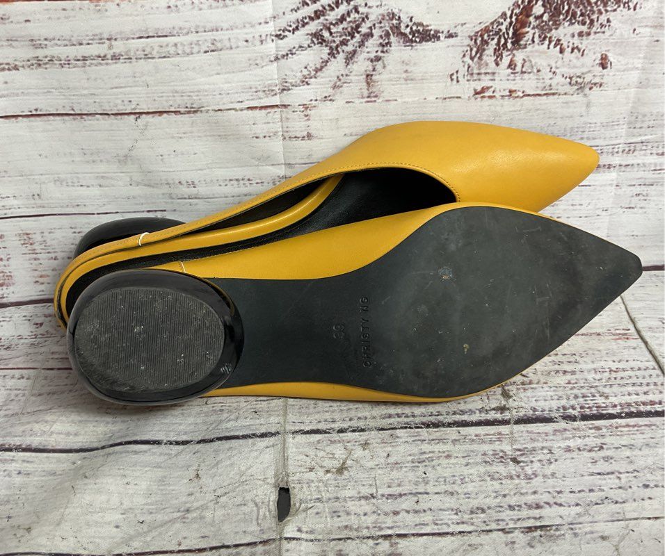 Yuna x Christy Ng Leather Mule Heels Yellow 39