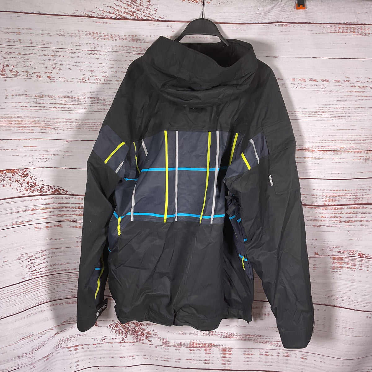 Nomis Black Yellow White Blue Stripes Ski Snow Jacket - Size L