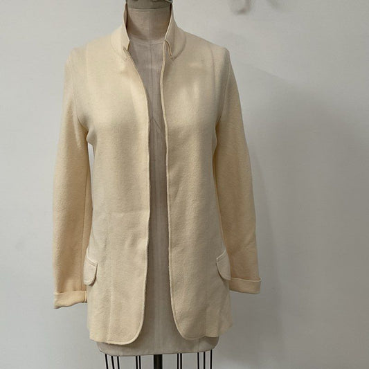 TERRE ALTE Women's Ivory Wool Open Jacket- SZ 44