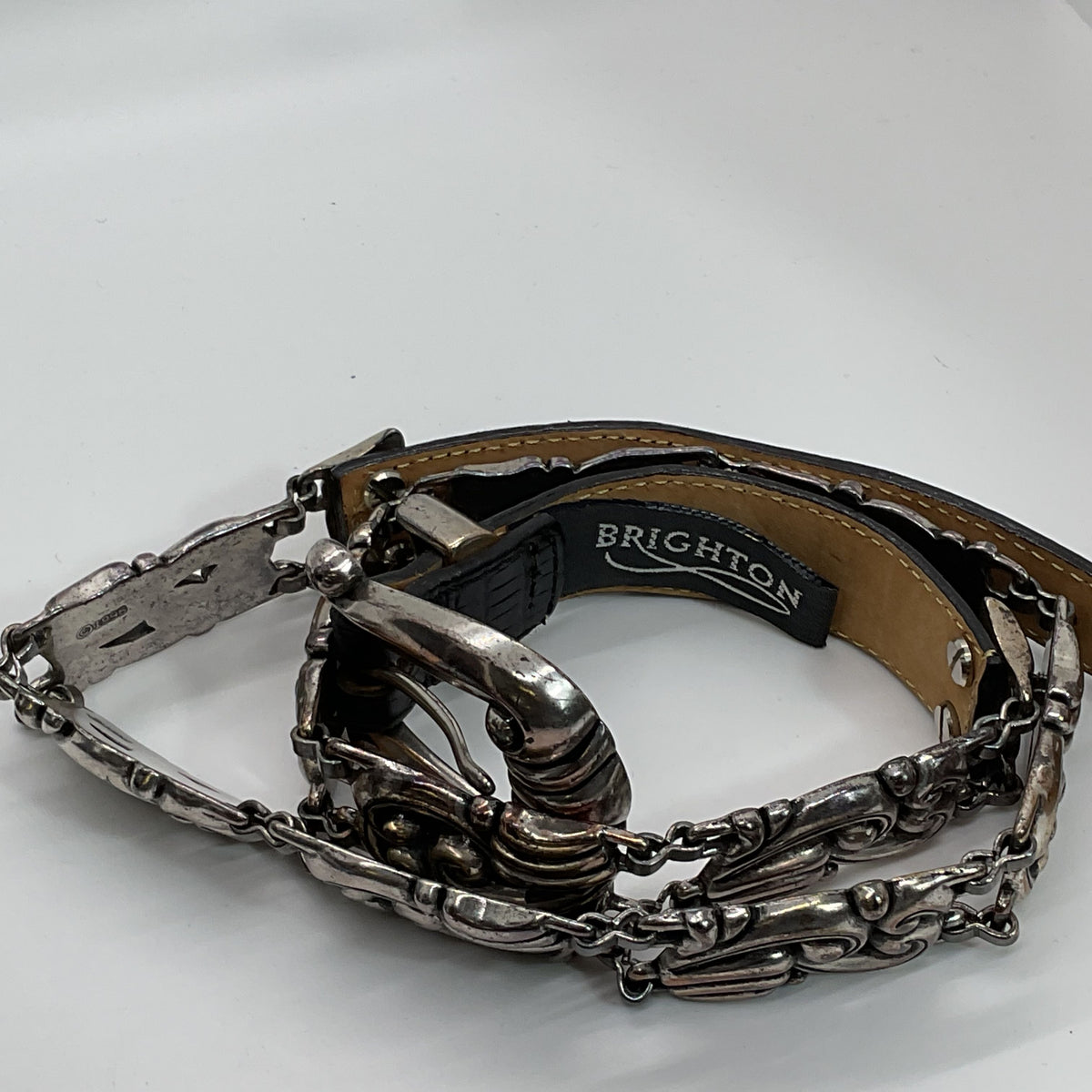 BRIGHTON Women's Black Leather Link Western .75" Belt- 31"