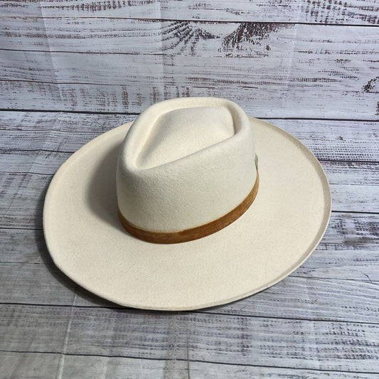 Lack of Color Val Diamond Ivory Wool Wide Brim Fedora Hat - Size Small