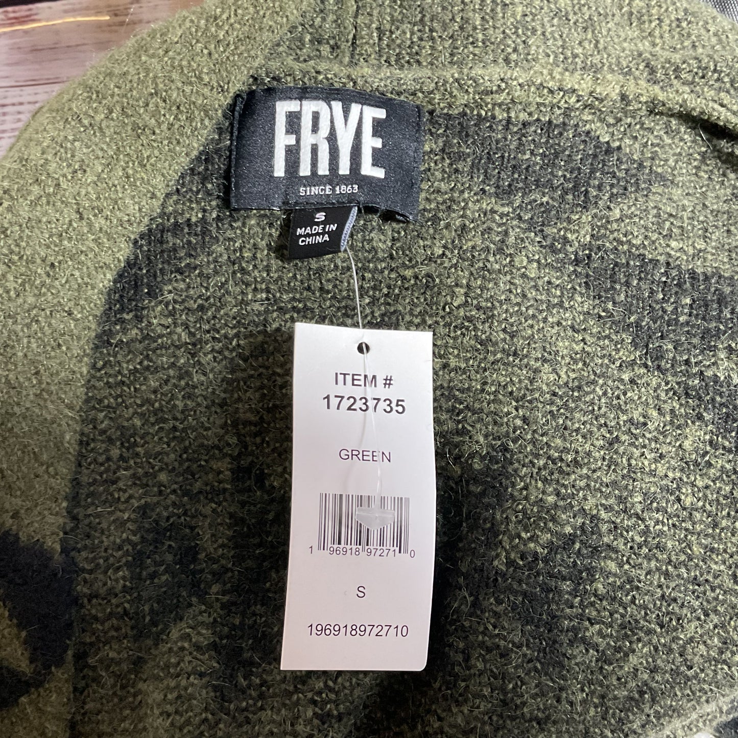 NWT FRYE Women's Green Native Design Long Open Front Cardigan Sweater- SZ S