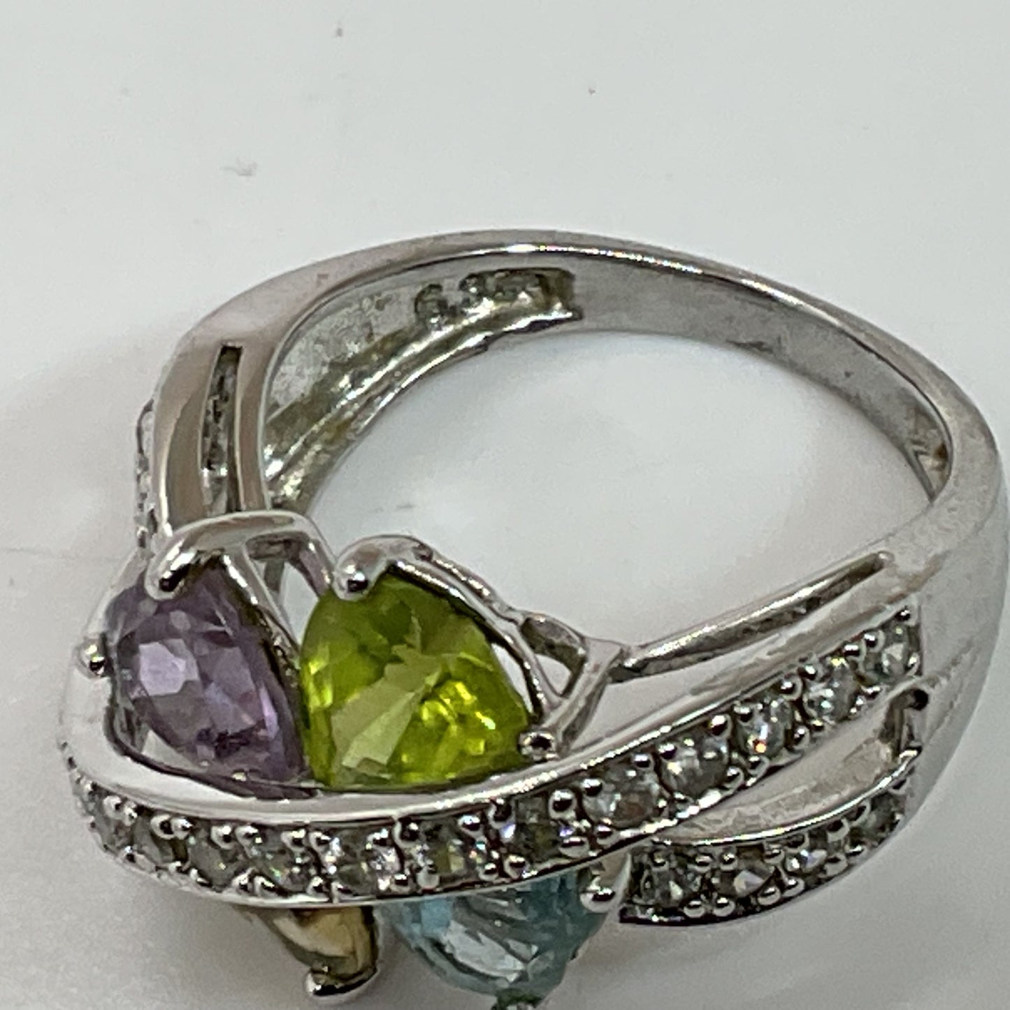 Sterling Silver Amethyst, Peridot, Blue Topaz, Citrine SZ 6.25 Ring- 4.90g
