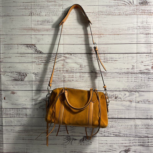 Rebecca Minkoff Caramel Brown Suede Leather Trim Shoulder Strap Handbag Purse