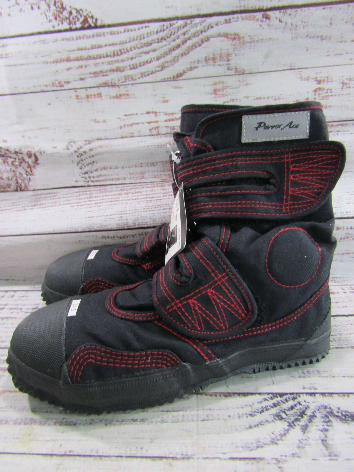 Rikio Power Ace Men's Black & Red Tabi Steel Toe Work Boots Size 6.5