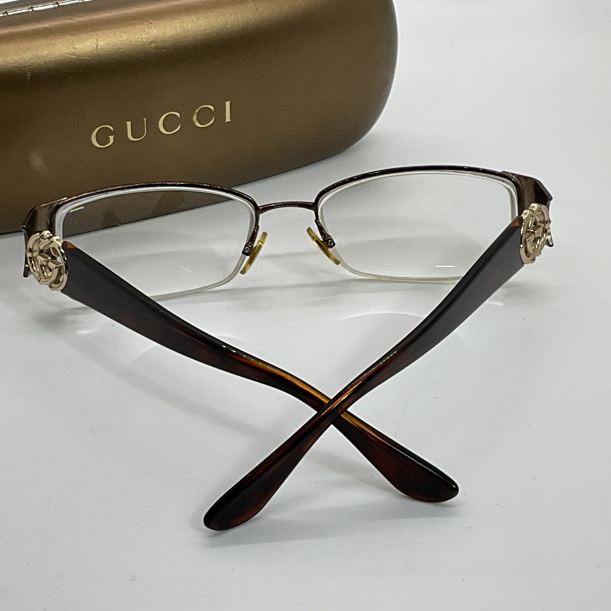 GUCCI GG2844 Unisex Brown Gold Tone Logo Eyeglasses- 51[ ]17 135 (FRAMES ONLY)