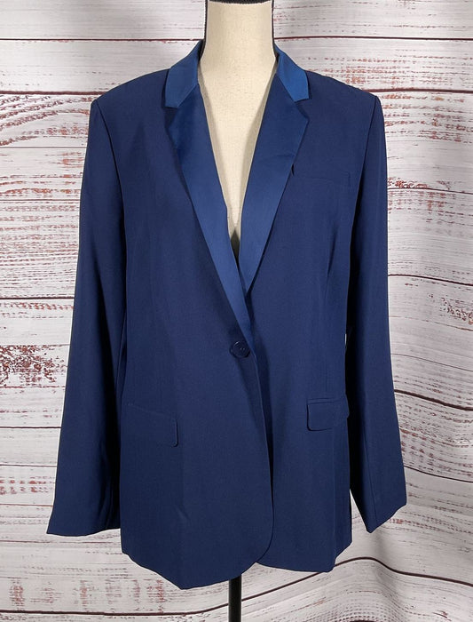 Diane von Furstenberg Vint Contrast Notch Lapel Blazer Navy Blue 12