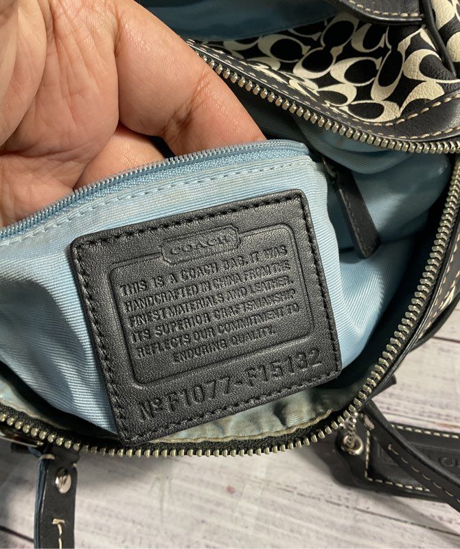 COACH F15132 Chelsea Black & White Signature Coated Canvas Tote Handbag