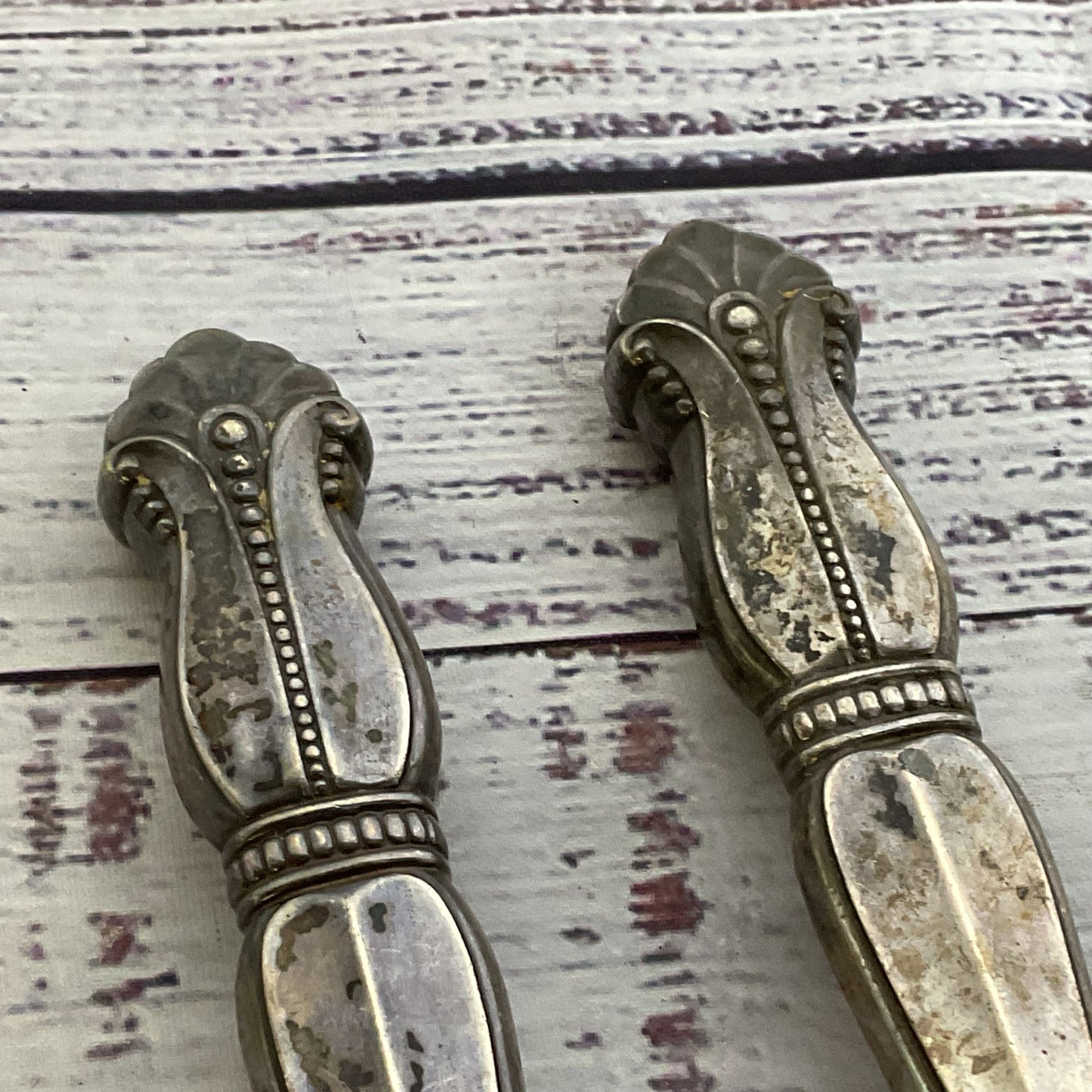 VTG./ANTIQUE AMSTON SILVER CO. Sterling Carving Fork & Knife Set