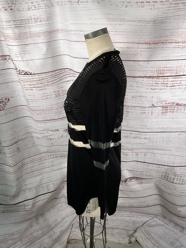 Alexander Wang x H&M Perforated Sheer Mesh Panel Long Sleeve Dress Size S