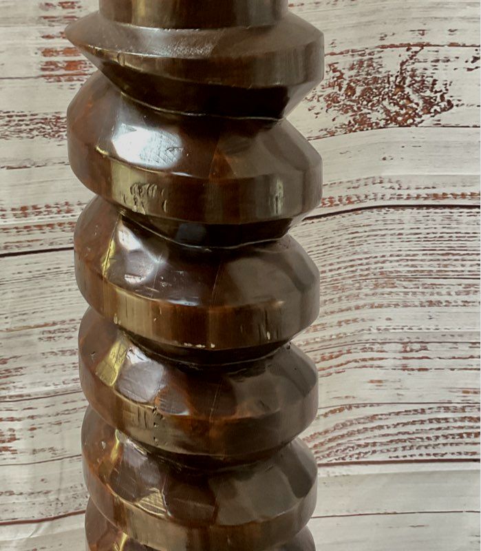 French Wine Screw Style Turned Wood 67" Floor Lamp Brown