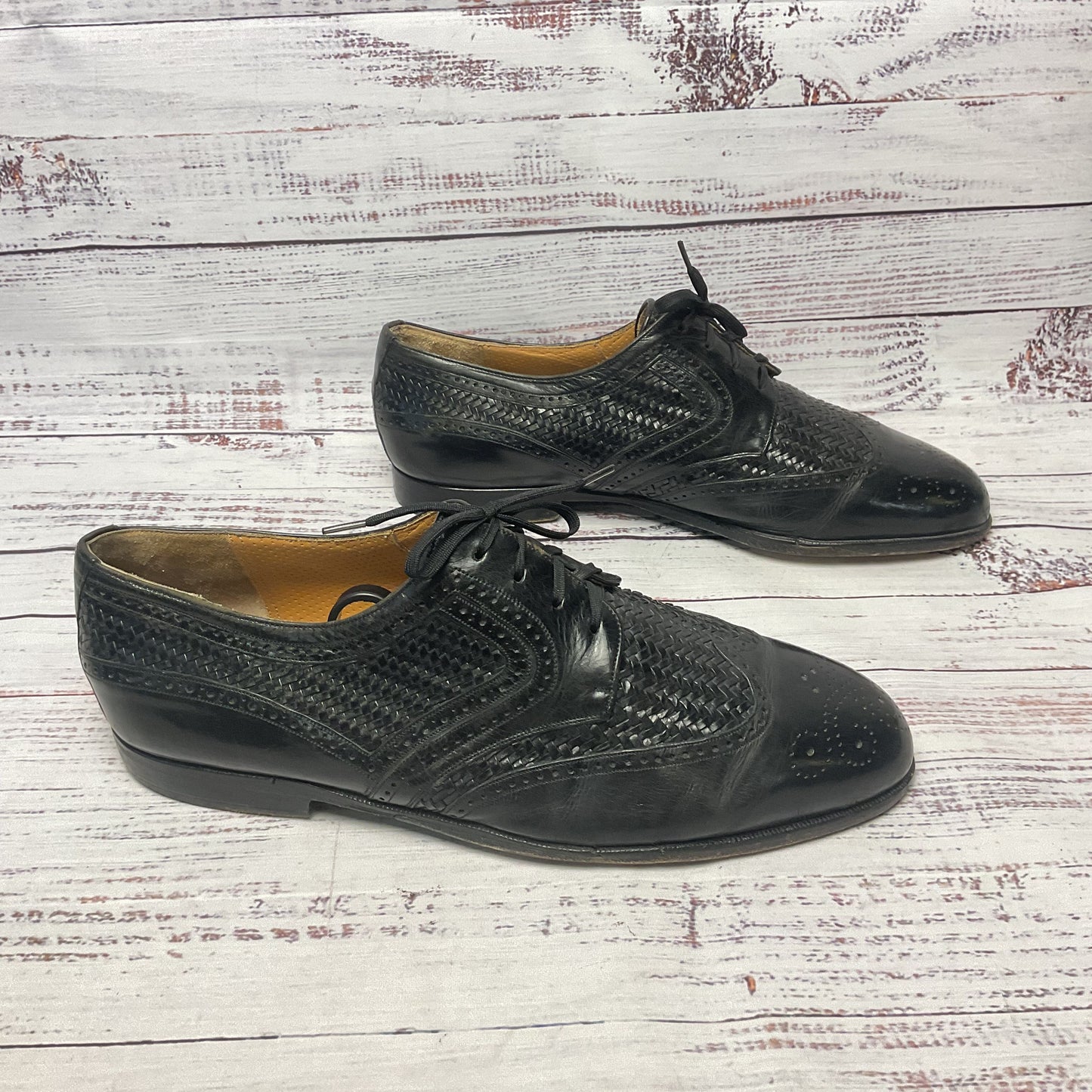 Mezlan Aruba Black Leather Derby Dress Shoe Men Size 10 As-Is