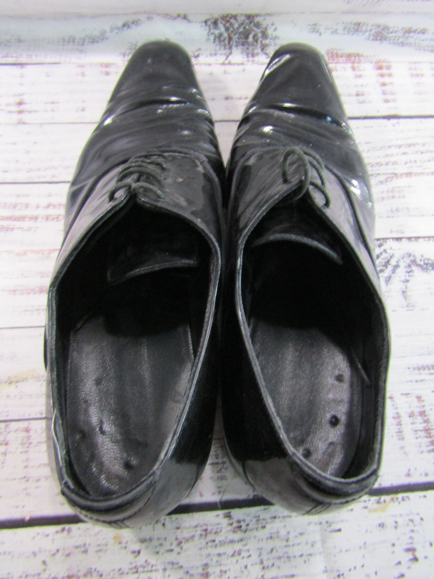 Vintage Yves Saint Laurent Men's Black Patent Leather Tuxedo Dress Shoes Size 8