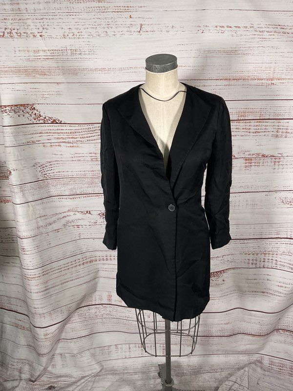 Massimo Dutti Women's Black Viscose Single Button Jacket Size 6 US / EUR 38