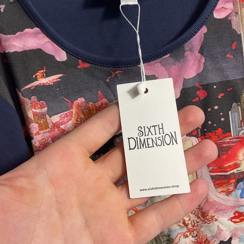 NWT Sixth Dimension Lucky Charm Long Sleeve Blue Tee Blouse - Size S