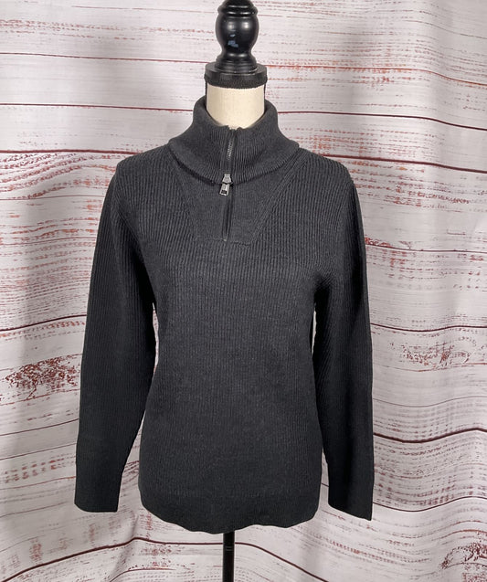 COS Wool Blend Ribbed Half-Zip Sweater Gray XS