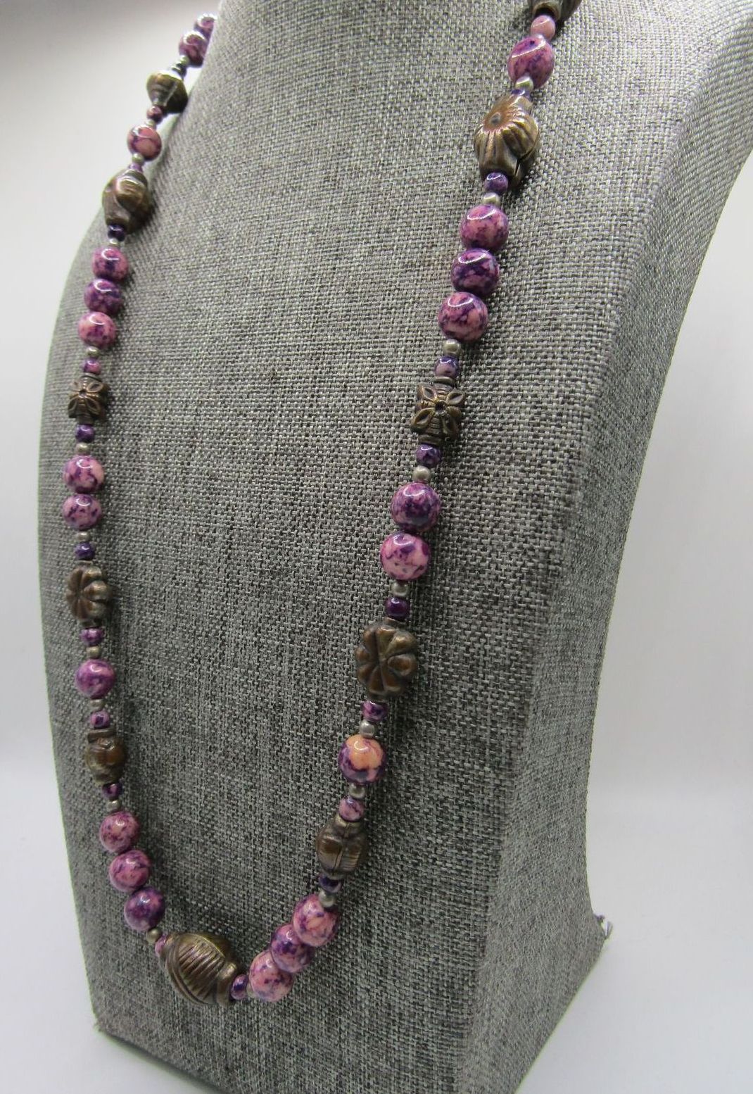 Judie Ingram Purple Swirl Resin Beaded Necklace