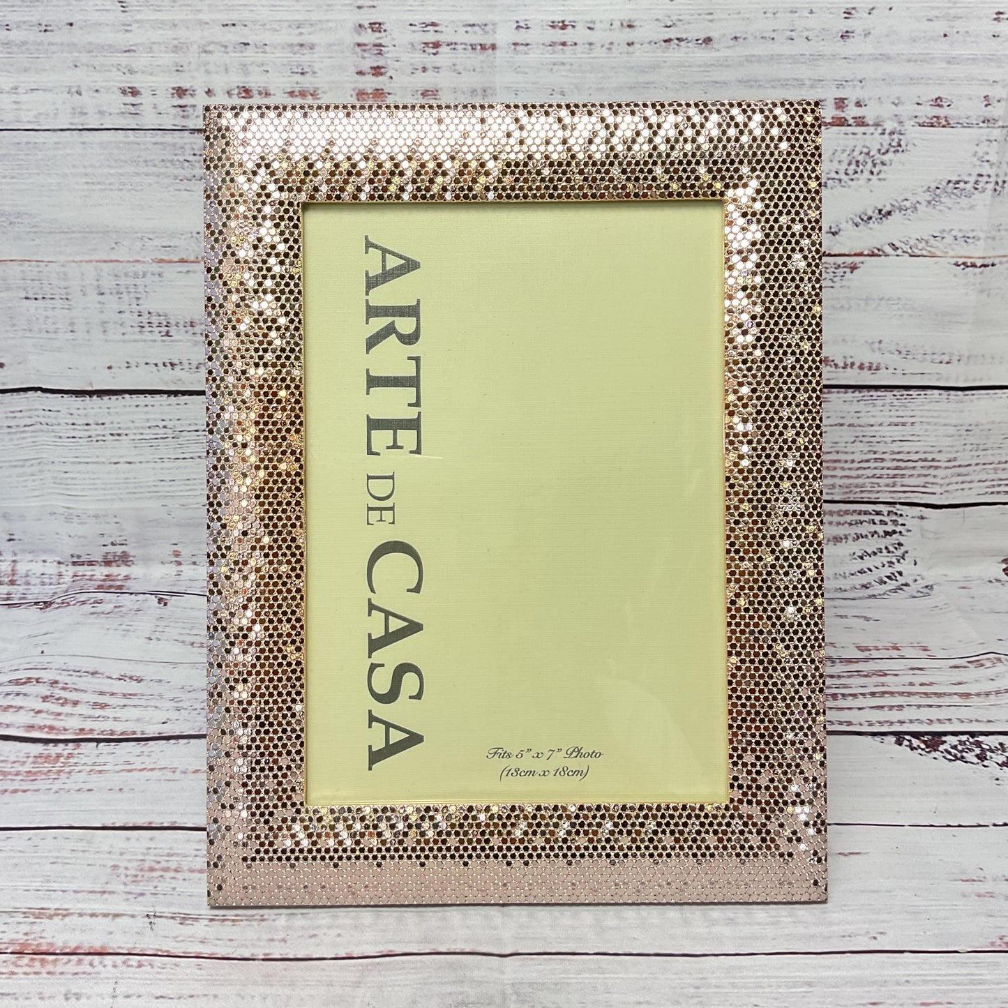Arte De Casa Metal Rose Gold Sequins Design Pattern Frame 5x7 New