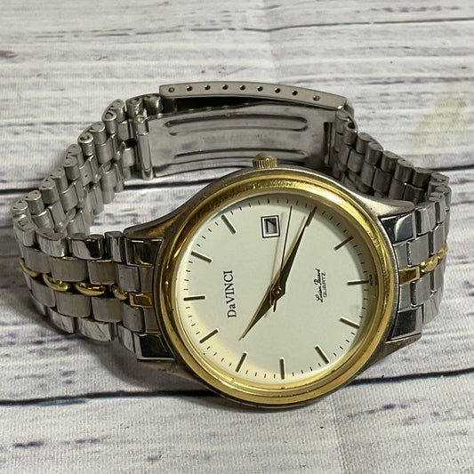 DAVINCI LUCIAN PICCARD Men's Two Tone Date Watch- 7.25"