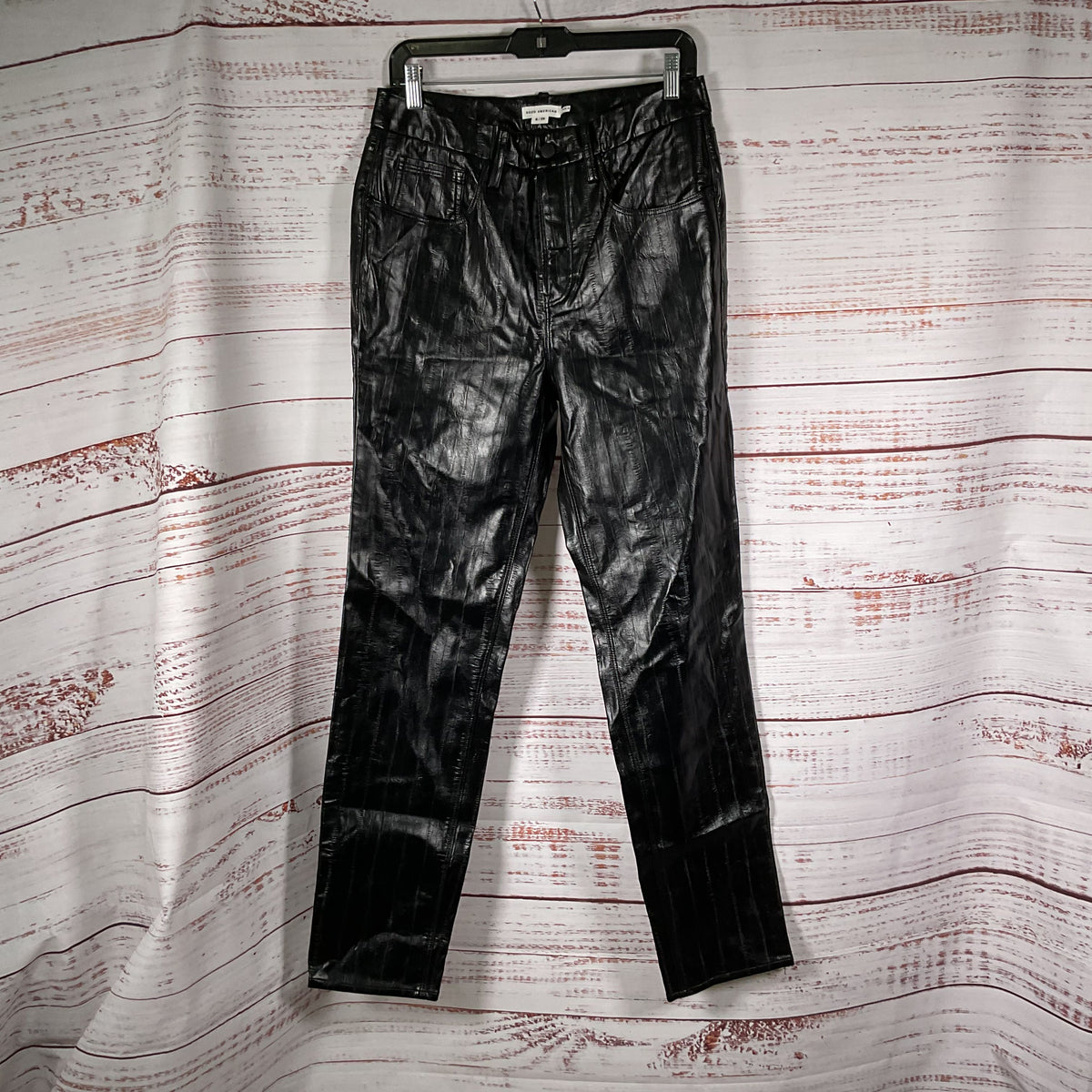 GOOD AMERICAN Women's Black Faux Textured Leather Pants- SZ 8/29