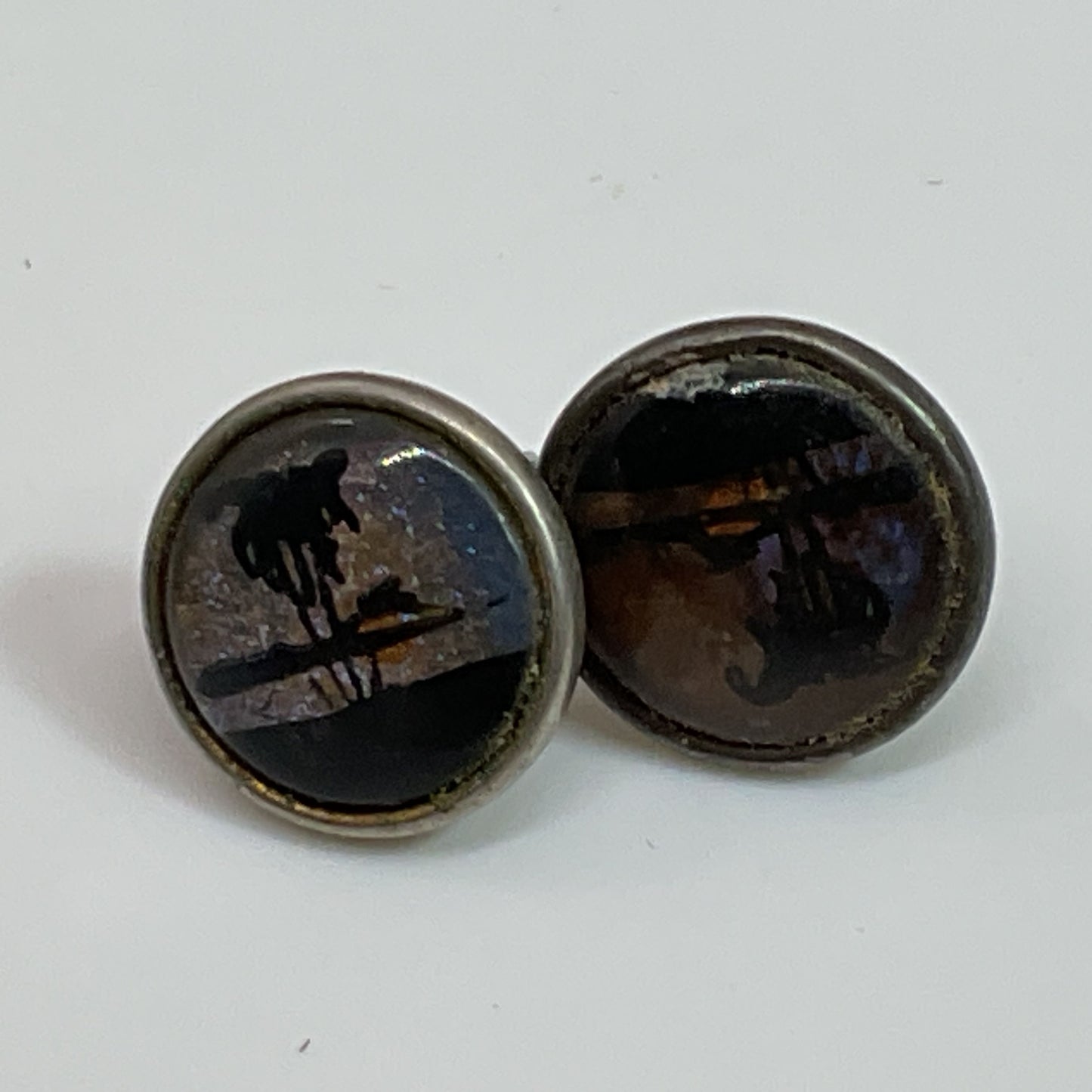 Sterling Silver Morpho Butterfly Wing Stud Earrings- 1.33g