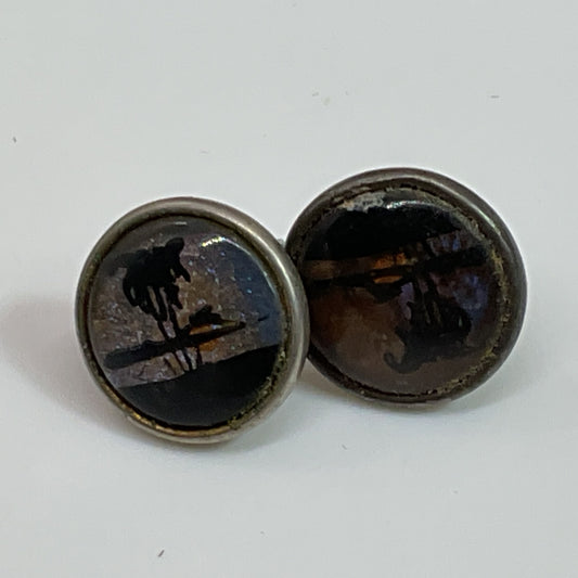 Sterling Silver Morpho Butterfly Wing Stud Earrings- 1.33g