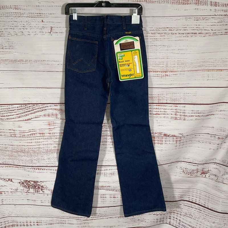 Vintage 80s Deadstock Wrangler Slim Fit Middleweight 14.75 oz Boot Jeans 27x31