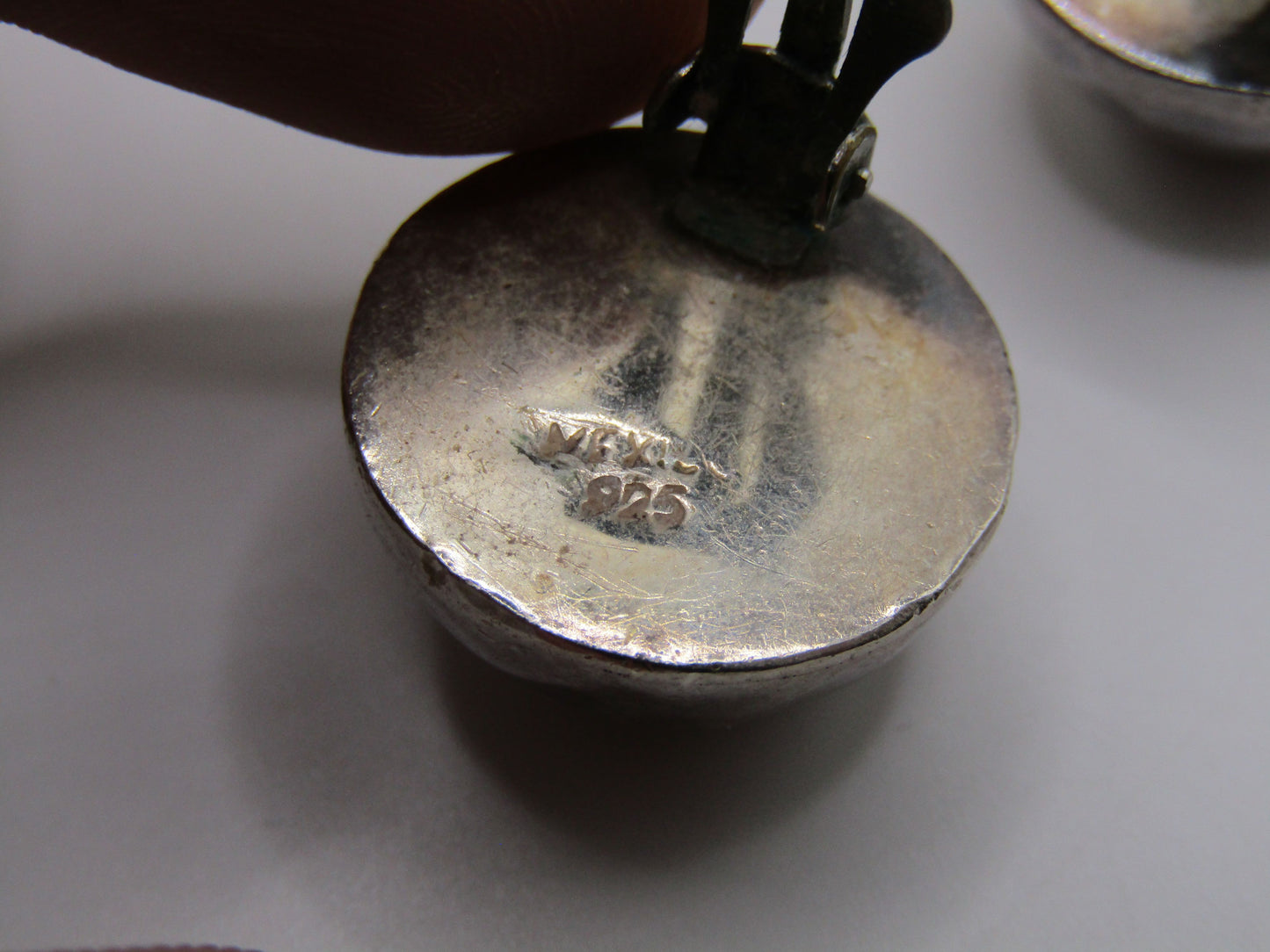 Vintage Handcrafted Hammered Sterling Silver Dome Clip-On Earring Made in Mexico