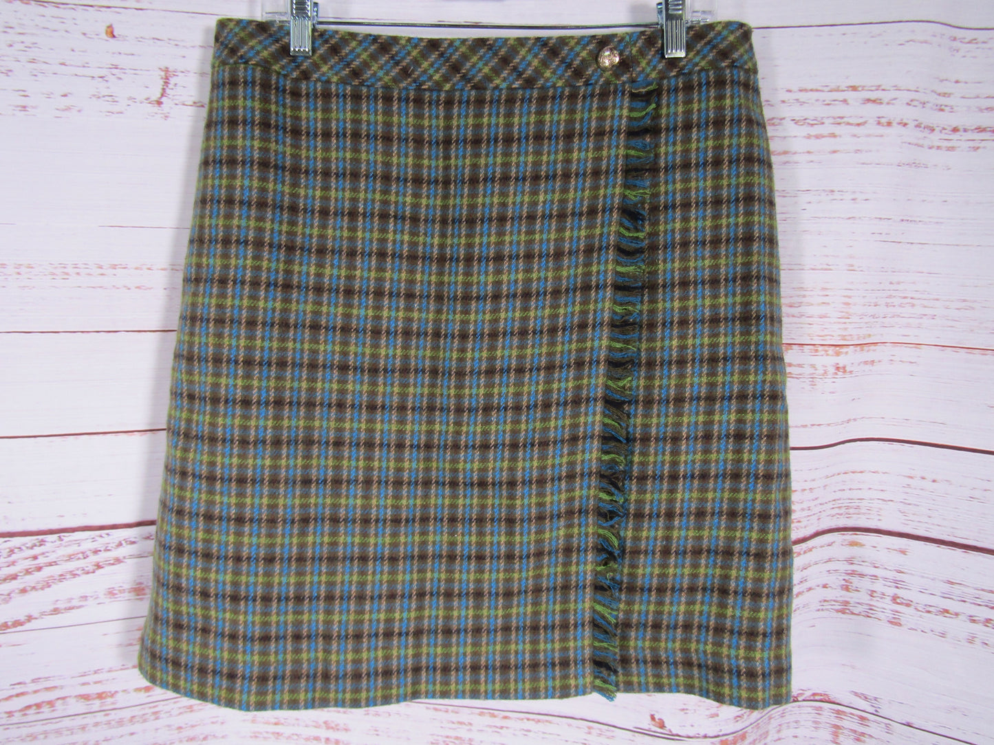 Talbots Women's Multi-Color Plaid Wool Blend Skirt Size 12