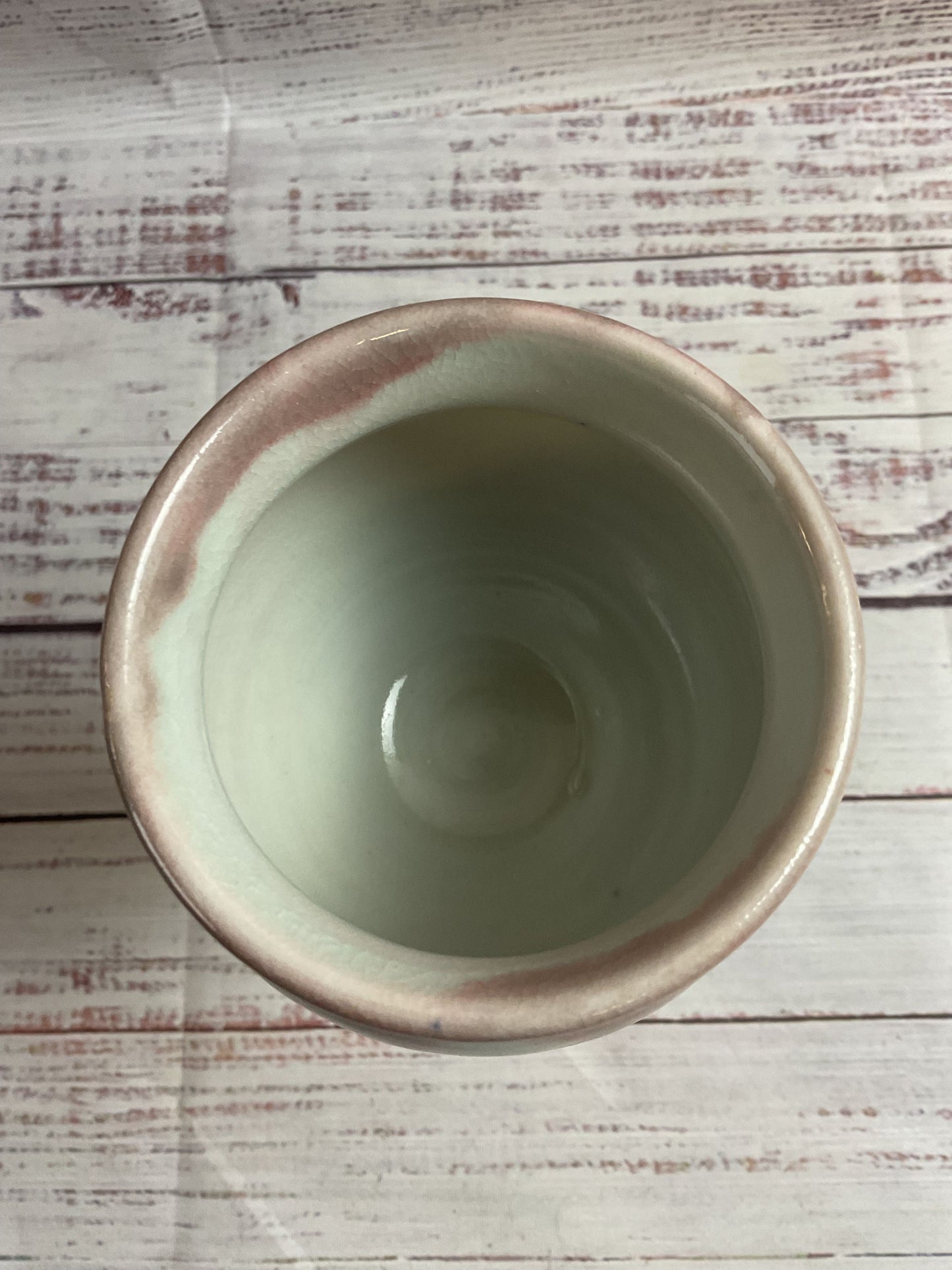 White Pink Goblet Vase Signed Melinda King