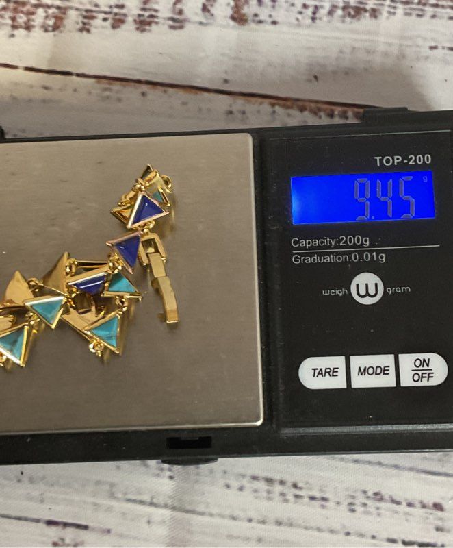 House of Harlow Gold Tone Triangle Linked Bracelet 7"