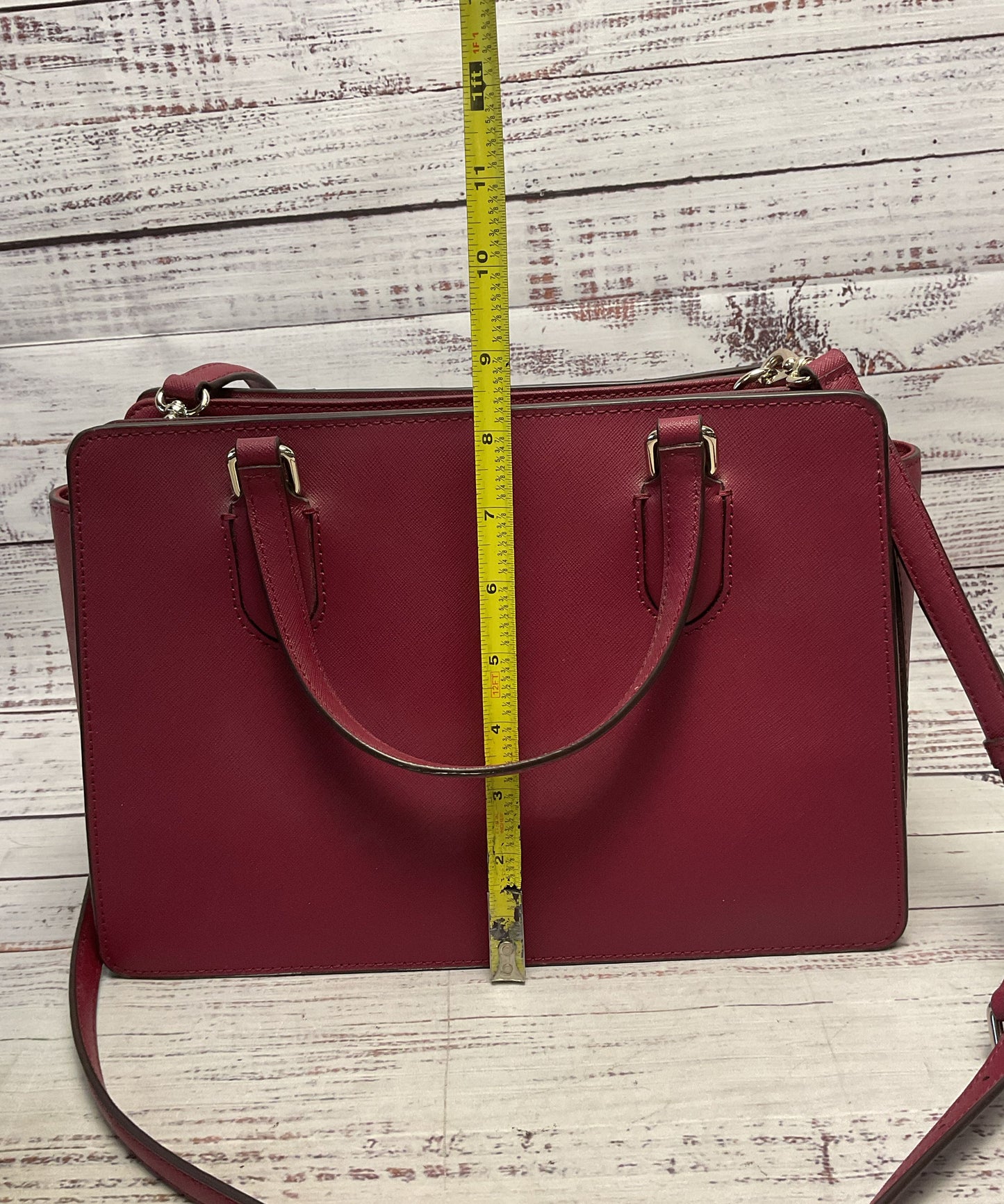 Kate Spade NY Laurel Way Reese Deep Plum Leather Satchel Top Handle Purse Bag