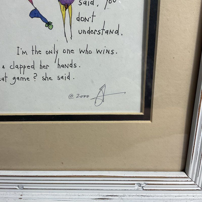 VTG. 2000 Brian Andreas Story People Great Game Signed Print 16" Framed