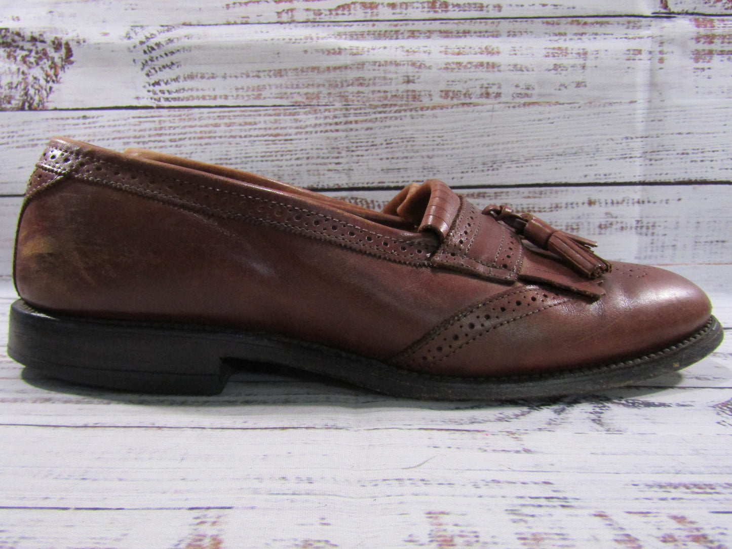 Allen Edmonds Bridgeton Men's Brown Leather Kiltie Tassel Loafers Size 8.5 E