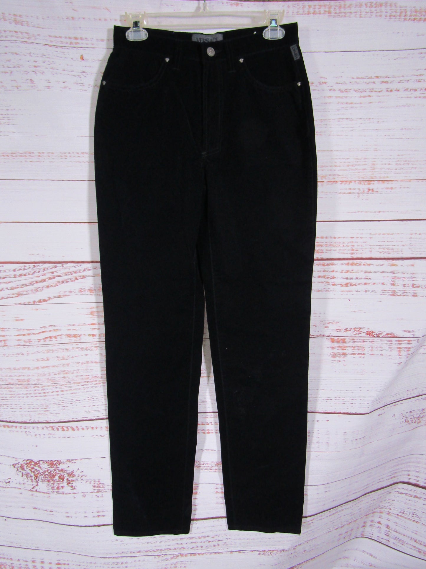Versace Jeans Couture Women's Black Velvet Pants Size 28
