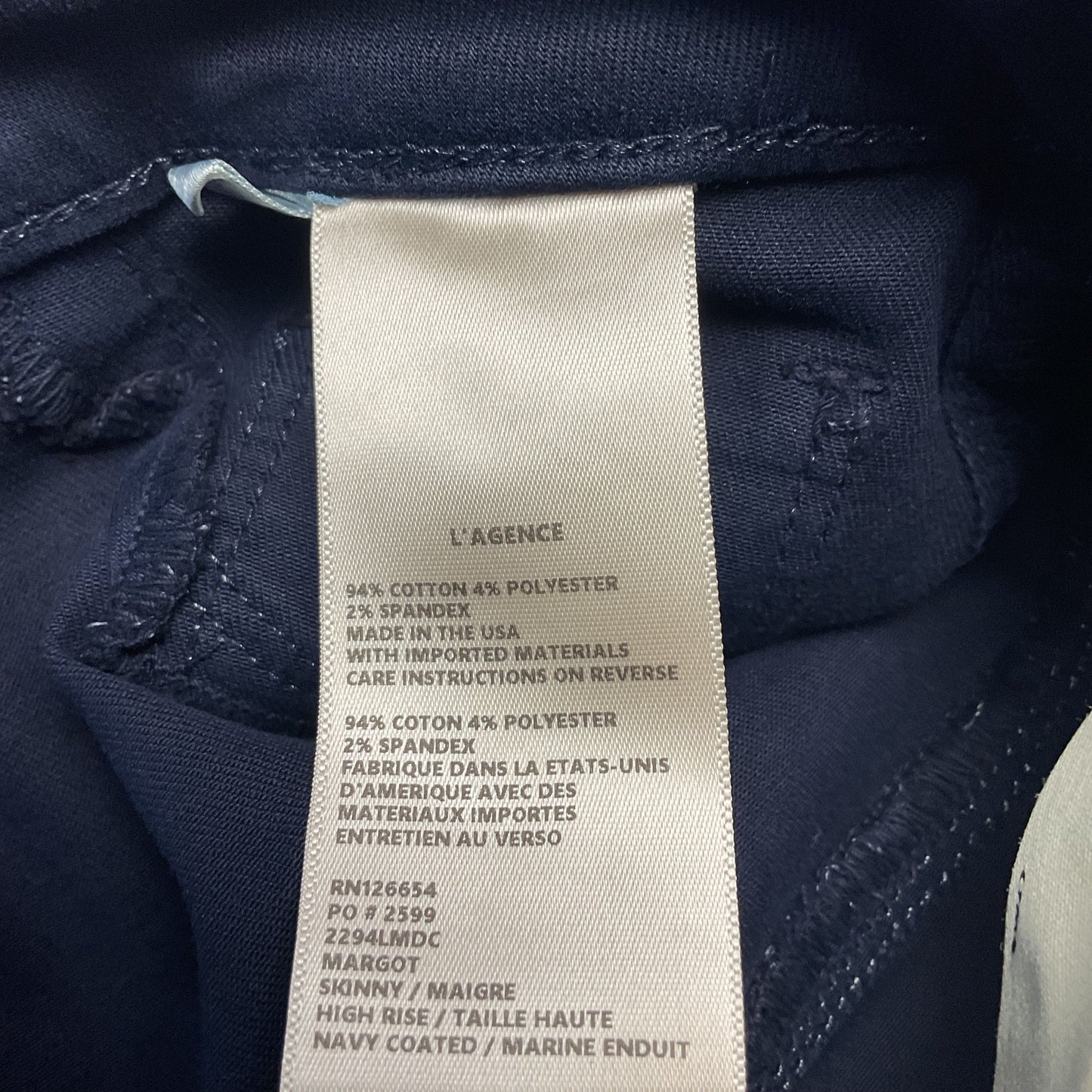 L'agence Margot Navy Blue Coated Skinny Jeans Pants - Size 27