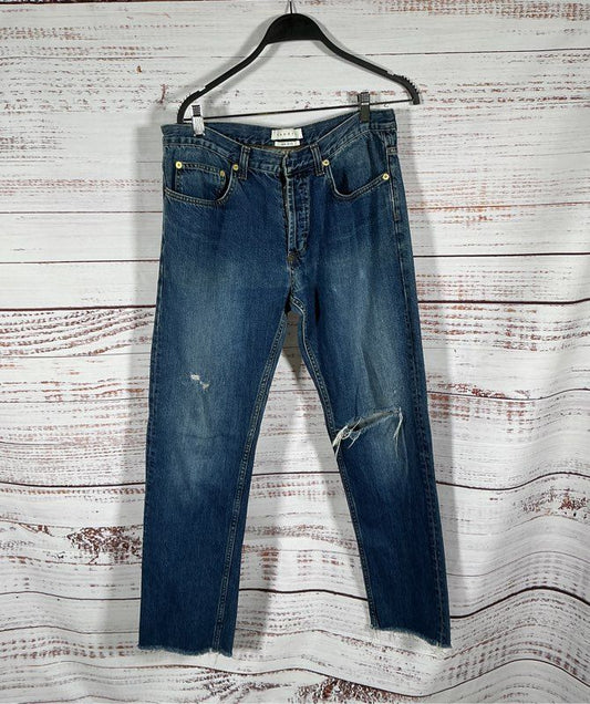 Men's Sandro New Droit Jeans Distressed Frayed hem Button fly Size 33