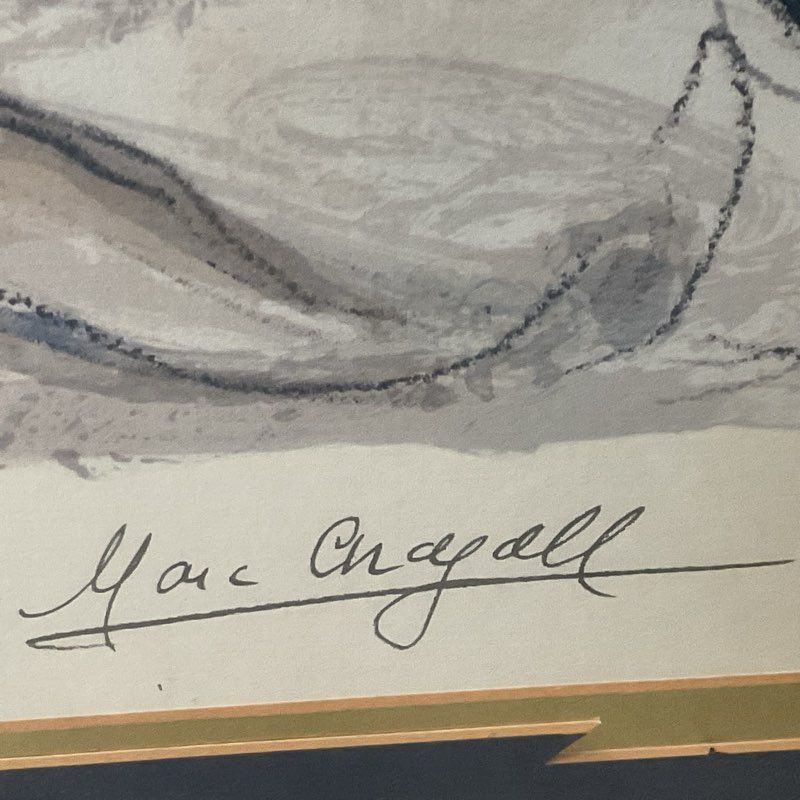COA Facsimile Signed MARC CHAGALL "Les Lupines Blue" Lithograph Print