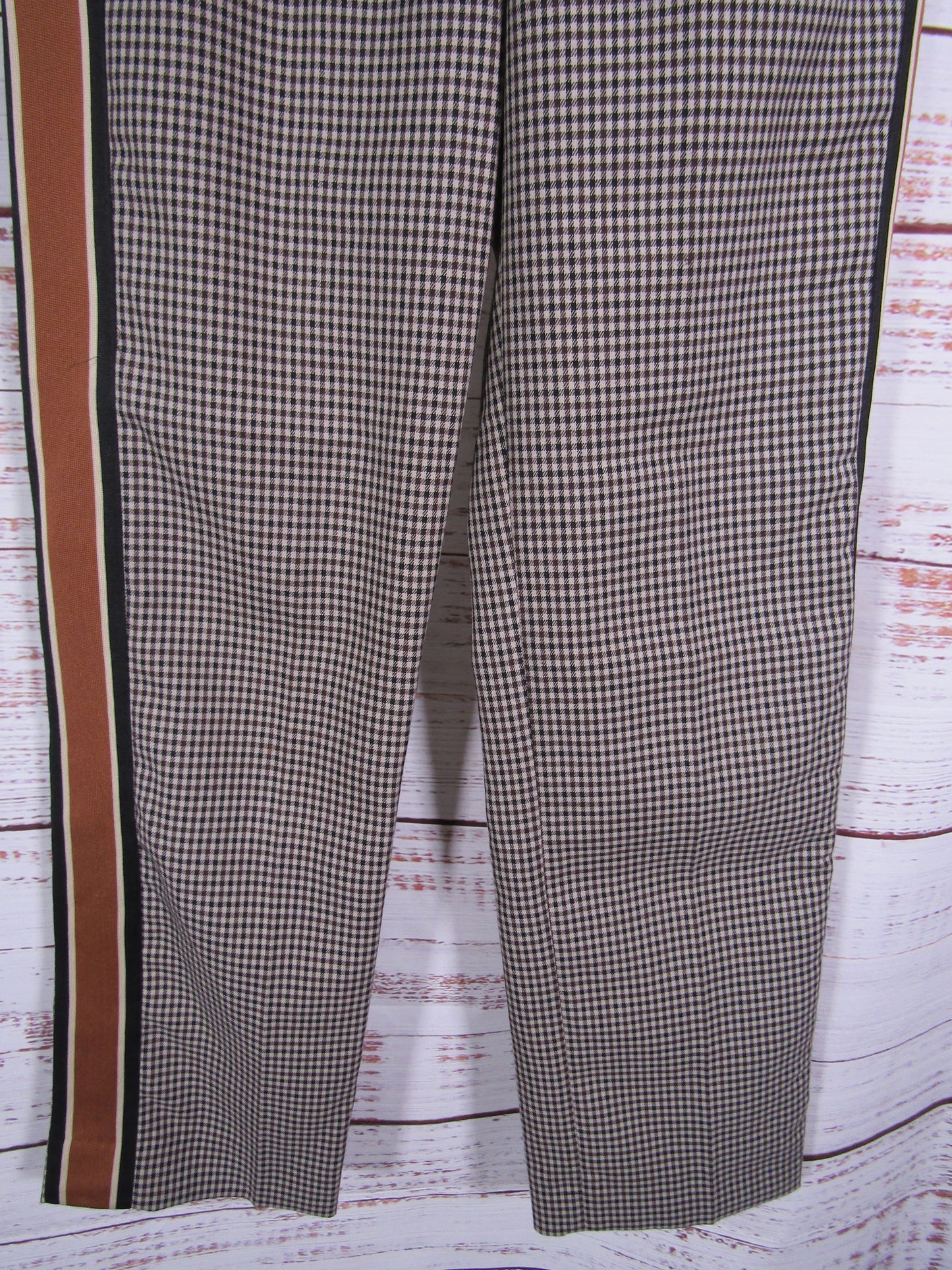 Sandro Nils Women's Brown Gingham Check Pants Size 34