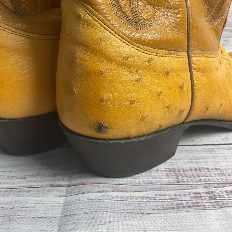 Nocona Buttercup Yellow Ostrich Leather Western Cowboy Boot Men's Size 14.5