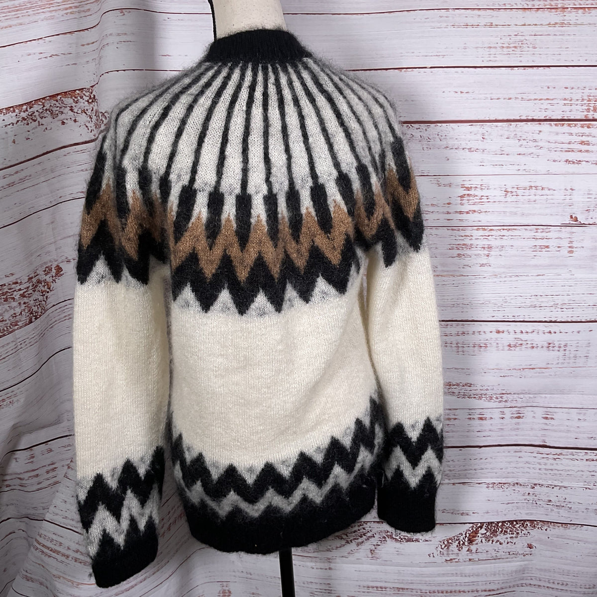 ERDEMA X H&M Cream Black Brown Knitted Mohair Blend Sweater - SZ XS