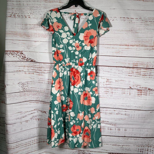 NWT Adrianna Papell Swaying Floral Bias Midi Green Floral Dress Sz 2 Retail $159
